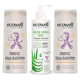 Ecowell Organik 2x300 ml Bebek Şampuanı+ Organik 200 ml Aloe Vera Jel