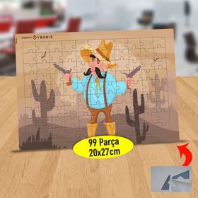 ED2C Kaktüsler ve Meksikalı Kovboy 99 Parça Puzzle Yapboz Tablo