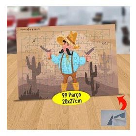 ED2C Kaktüsler ve Meksikalı Kovboy 99 Parça Puzzle Yapboz Tablo