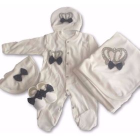 Eda Baby 7712 0-3 Ay Çiçekli Lüx 5'li Hastane Çıkış Seti