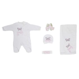 Eda Baby 7712 0-3 Ay Çiçekli Lüx 5'li Hastane Çıkış Seti