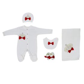 Eda Baby 7712 0-3 Ay Çiçekli Lüx 5'li Hastane Çıkış Seti