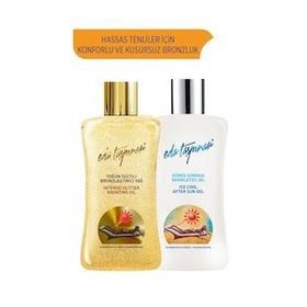 Eda Taşpınar 200 ml SPF 0 Yoğun Işıltılı Bronzlaştırıcı Yağ+Güneş Sonrası Serinletici Jel