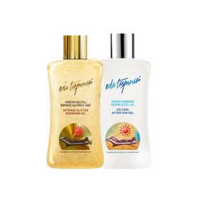 Eda Taşpınar 200 ml SPF 0 Yoğun Işıltılı Bronzlaştırıcı Yağ+Güneş Sonrası Serinletici Jel