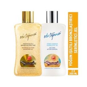 Eda Taşpınar 200 ml SPF 0 Yoğun Işıltılı Bronzlaştırıcı Yağ+Güneş Sonrası Serinletici Jel