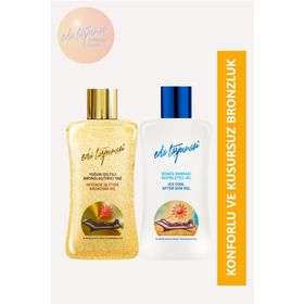 Eda Taşpınar 200 ml SPF 0 Yoğun Işıltılı Bronzlaştırıcı Yağ+Güneş Sonrası Serinletici Jel