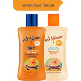 Eda Taşpınar 200 ml SPF 50 Yüksek Korumalı+SPF 20 Beyaz Ten Bronzlaştırıcı