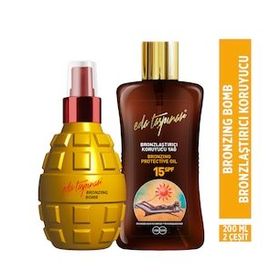 Eda Taşpınar Bronzing Bomb&200 mlx2 Çeşit SPF 15 Bronzlaştırıcı Koruyucu Yağ