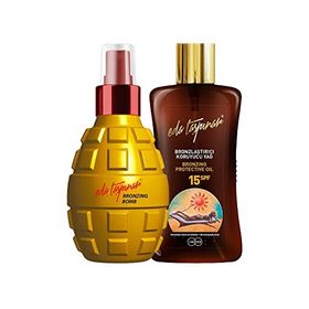 Eda Taşpınar Bronzing Bomb&200 mlx2 Çeşit SPF 15 Bronzlaştırıcı Koruyucu Yağ