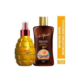 Eda Taşpınar Bronzing Bomb&200 mlx2 Çeşit SPF 15 Bronzlaştırıcı Koruyucu Yağ