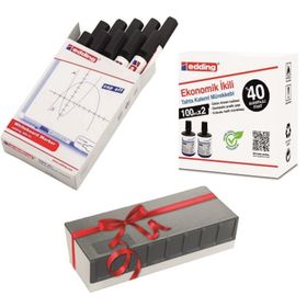 Edding 10 Adet 360 XL + 2 Adet 100 ml Mürekkep Tahta Kalemi Seti