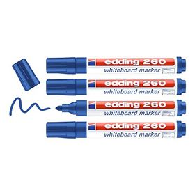 Edding 260 Mavi 4'lü Set Yuvarlak Uç 1,5-3 mm Beyaz Yazı Tahtası