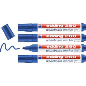 Edding 260 Mavi 4'lü Set Yuvarlak Uç 1,5-3 mm Beyaz Yazı Tahtası