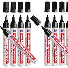 Edding 3000 Permanent 1,5-3 mm 10'lu Yuvarlak Uçlu Siyah Markör