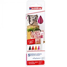 Edding 4500 Warm 5 Renk Yıkanabilir Kumaş Boyama Kalem Seti