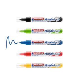 Edding 5100 Siyah-Kırmızı-Mavi-Sarı-Yeşil 5'li Paket 2-3 mm Yuvarlak Uç Akrilik Markör