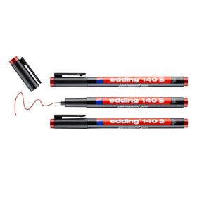 Edding E-140S 3'lü Kırmızı Asetat Kalemi
