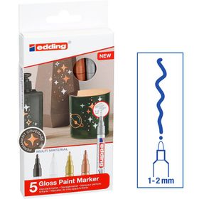 Edding E-751 5'li 1-2 mm Kutu Metalik Keçe Uç Boya Dekor Markörü