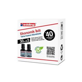 Edding Ekonomik Siyah 2x30 ml İkili Tahta Kalemi Mürekkebi
