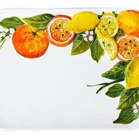 Edelweiss Limon ve Portakal Desenli 16x26 cm Dikdörtgen Tabak