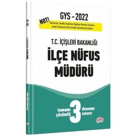 Editör Yayınevi 2022 GYS TC İçişleri Bakanlığı İlçe Nüfus Müdürü GYS Tamamı Çözümlü 3 Deneme Sınıvı
