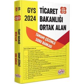 Editör Yayınevi GYS T.C. Ticaret Bakanlığı Tüm Kadrolar İçin Tamamı Çözümlü Ortak Alan Soru Bankası