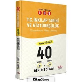 Editör Yayınları 8. Sınıf LGS T.C. İnkılap Tarihi ve Atatürkçülük Tamamı Çözümlü 40 Deneme Sınavı