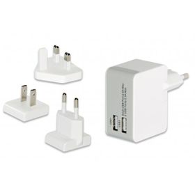 Ednet ED-31808 2xUSB Port Evrensel EU/UK/US Seyahat Şarj Seti