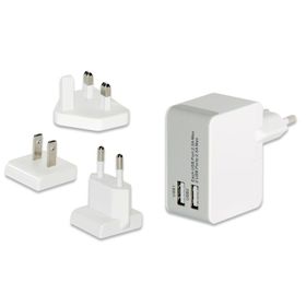 Ednet ED-31808 2xUSB Port Evrensel EU/UK/US Seyahat Şarj Seti