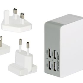 Ednet ED-31809 4 x USB Port Evrensel EU/UK/US Seyahat Şarj Seti