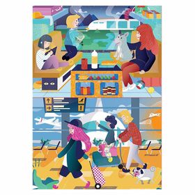 Educa 18604 2x48 Havaalanı ve Tren Ahşap Puzzle