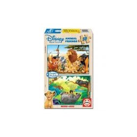 Educa 2 x 50 Parça Ahşap Animal Friends Puzzle