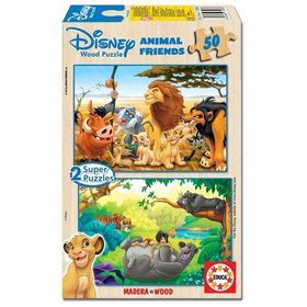 Educa 2 x 50 Parça Ahşap Animal Friends Puzzle