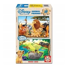 Educa 2 x 50 Parça Ahşap Animal Friends Puzzle