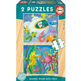 Educa 2x9 Parça Aquatic Animals Ahşap Puzzle