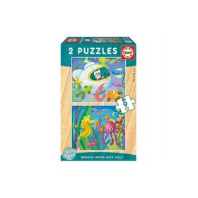 Educa 2x9 Parça Aquatic Animals Ahşap Puzzle