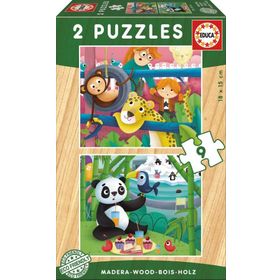 Educa 2X9 Parça Zoo Animals Ahşap Puzzle