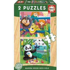 Educa 2X9 Parça Zoo Animals Ahşap Puzzle