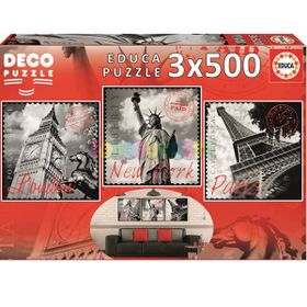 Educa Big Cities 3x500 Parça Puzzle