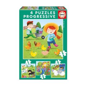 Educa Çiftlik Hayvanları 6+9+12+16 Parça Çocuk Puzzle