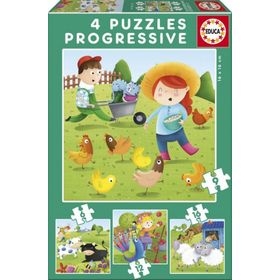 Educa Çiftlik Hayvanları 6+9+12+16 Parça Çocuk Puzzle
