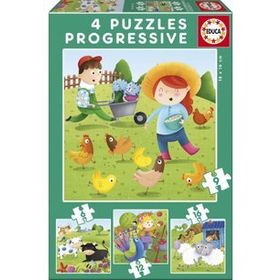 Educa Çiftlik Hayvanları 6+9+12+16 Parça Çocuk Puzzle