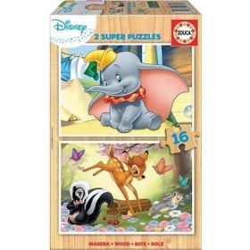 Educa Disney Animals 2x16 Parça Ahşap Puzzle