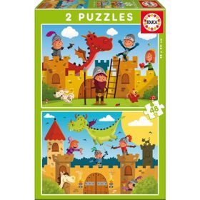 Educa EDU-17151 2x48 Parça Dragons and Knights Çocuk Puzzle Karton