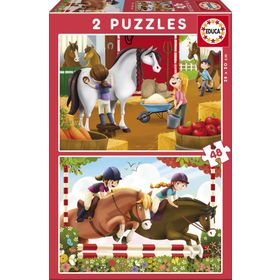 Educa Horse Grooming 2 X 48 Parça Karton Puzzle