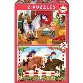 Educa Horse Grooming 2x48 Parça Çocuk Puzzle