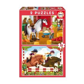 Educa Horse Grooming 2x48 Parça Çocuk Puzzle