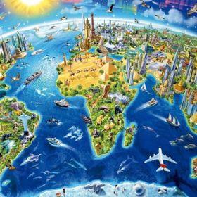 Educa World Landmarks Globe 2000 Parça Puzzle