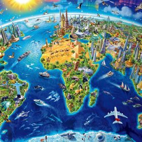 Educa World Landmarks Globe 2000 Parça Puzzle