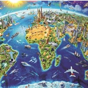 Educa World Landmarks Globe 2000 Parça Puzzle
